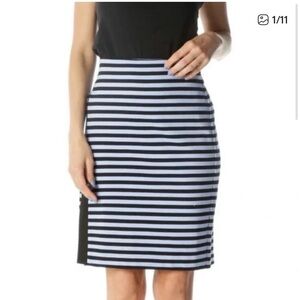 Elegant Black and White Striped A-Line Skirt